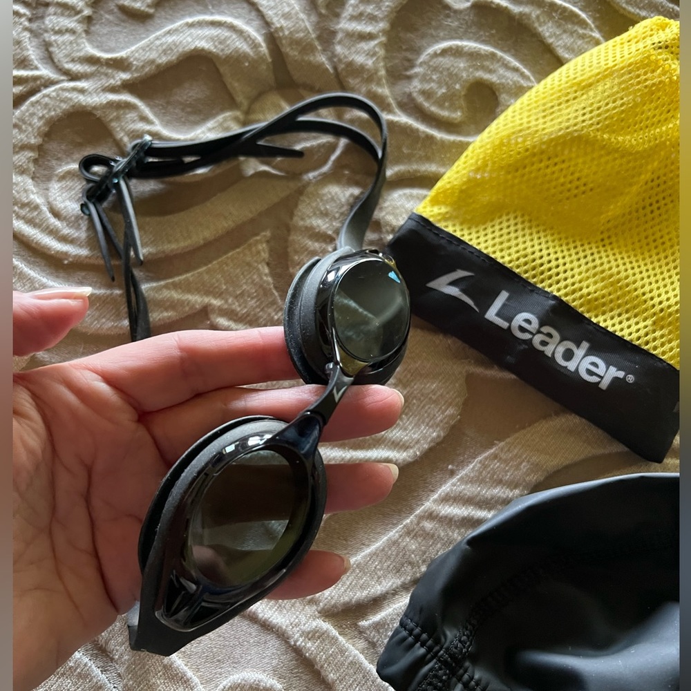Goggles & Swim Cap with Bag - Leader